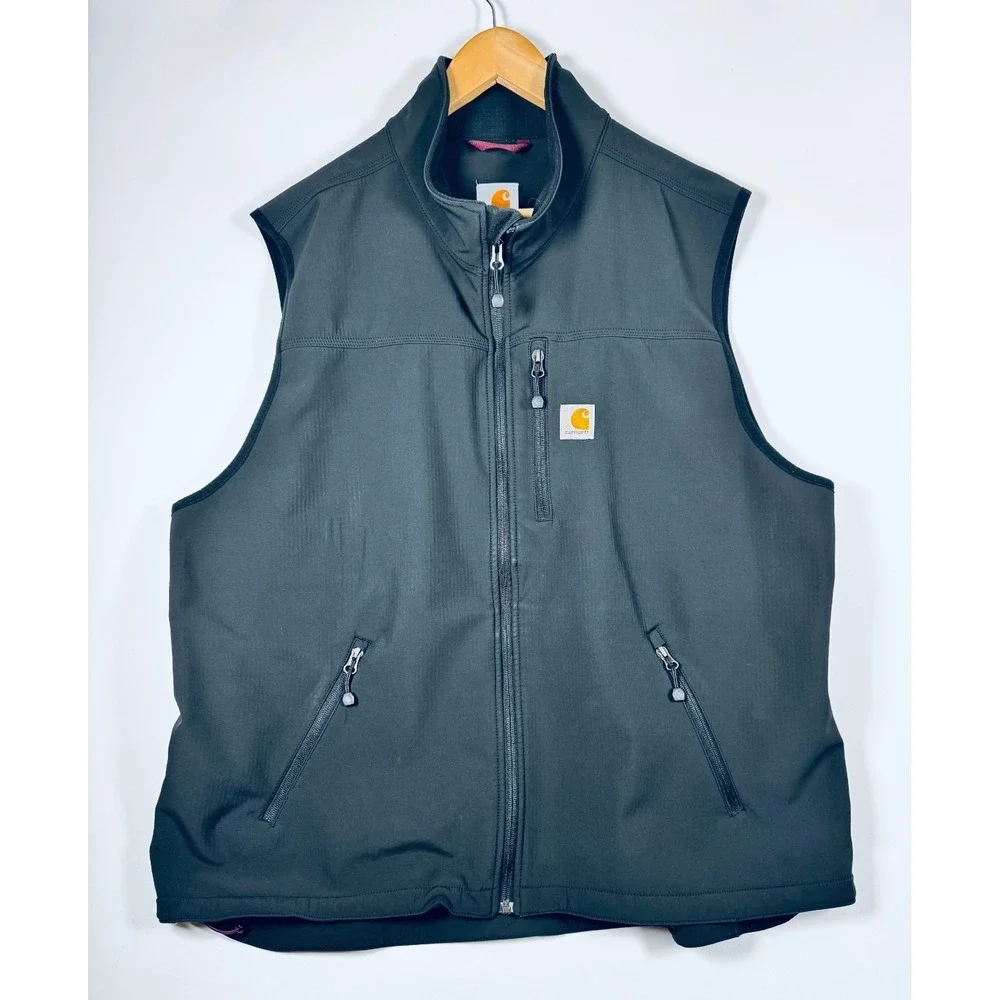 Carhartt Softshell Vest Mens 2X Black Full Zip Work Outdoor Zipper Pockets